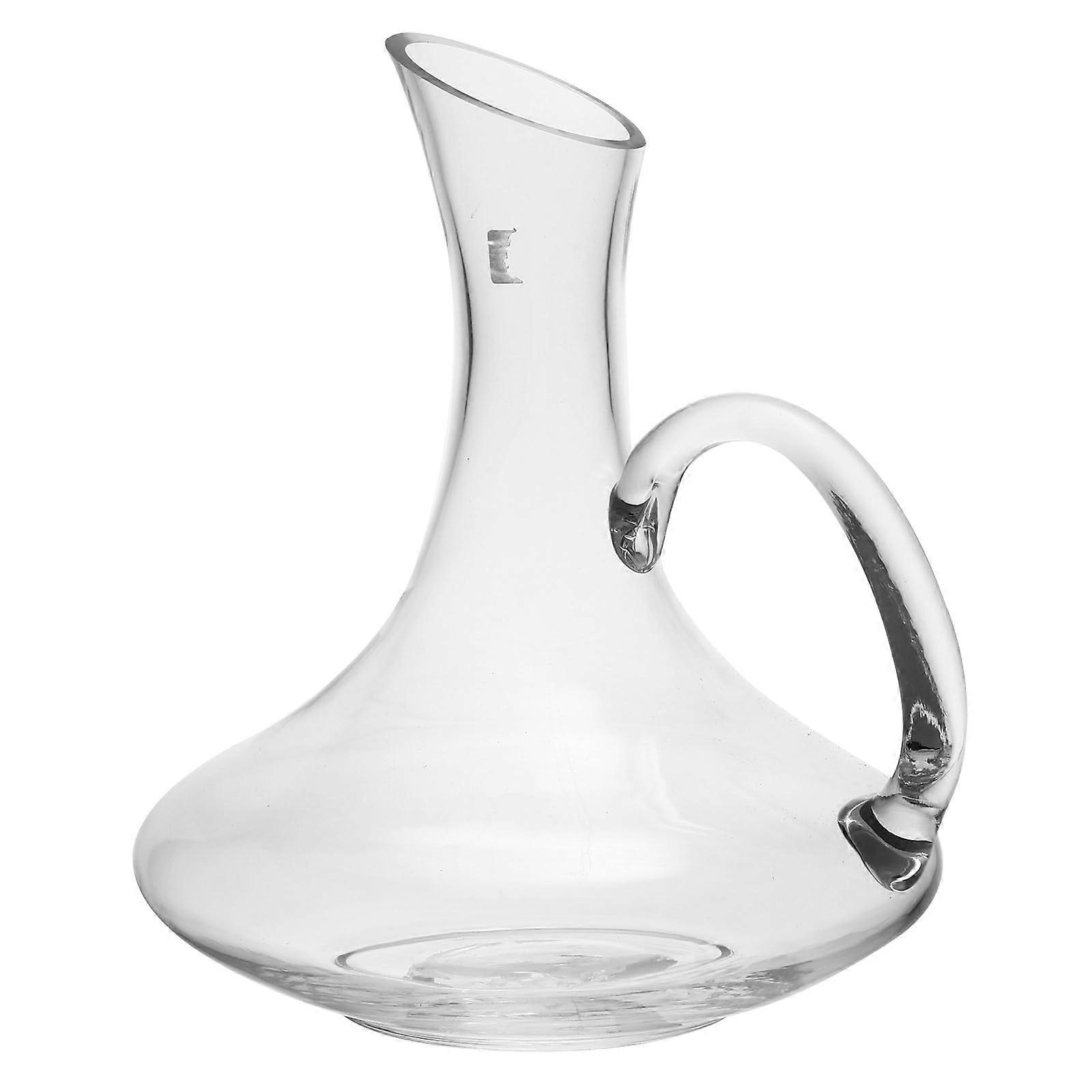 Transparent Glass Wine Decanter with Handle for Liquor Pouring in Restaurants and Bars