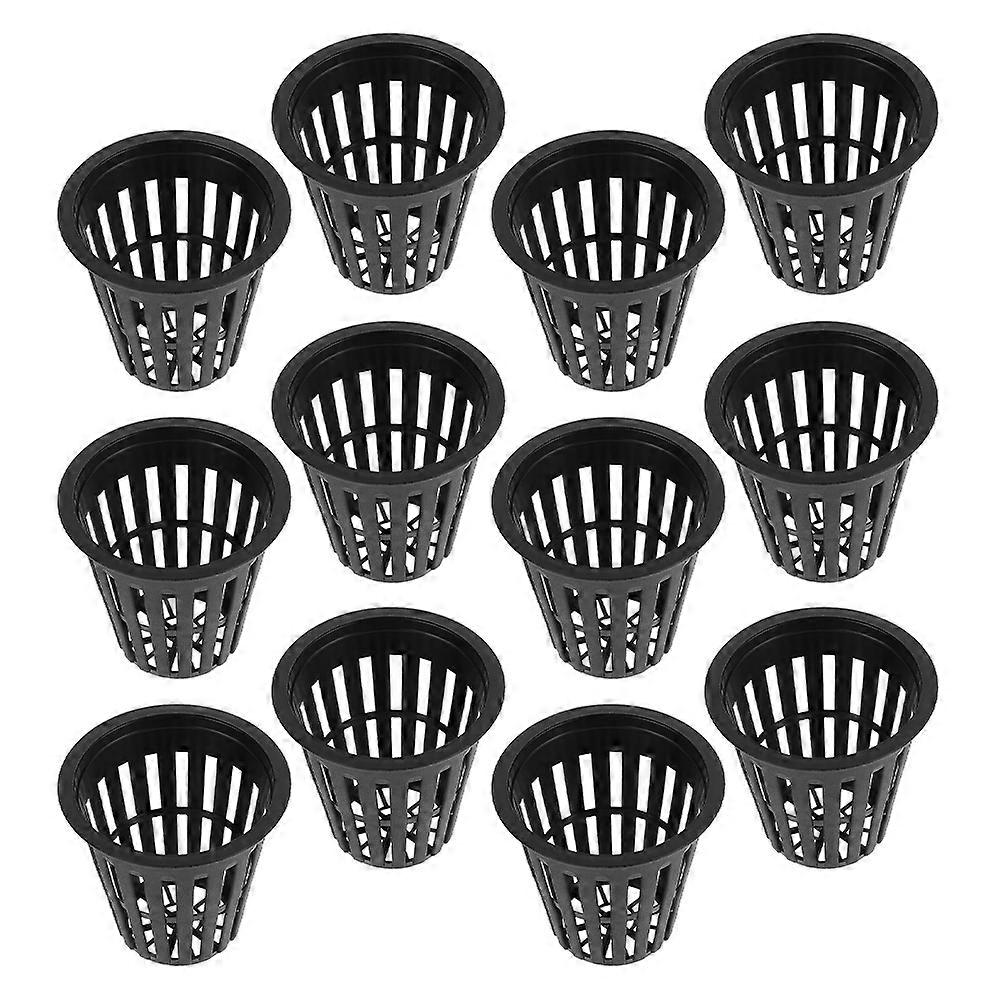 Hydroponics Plastic Net Pots Basket for Storage Use 12Pcs Black Color