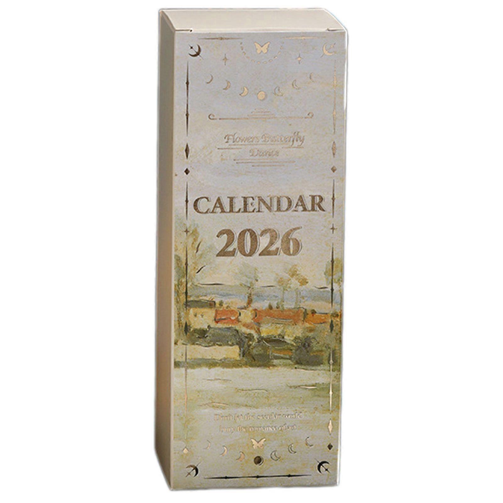 2026 Vintage Oil Painting Desk Calendar Unique Tear-Off Calendar for Daily Joys for Studio Workspaces