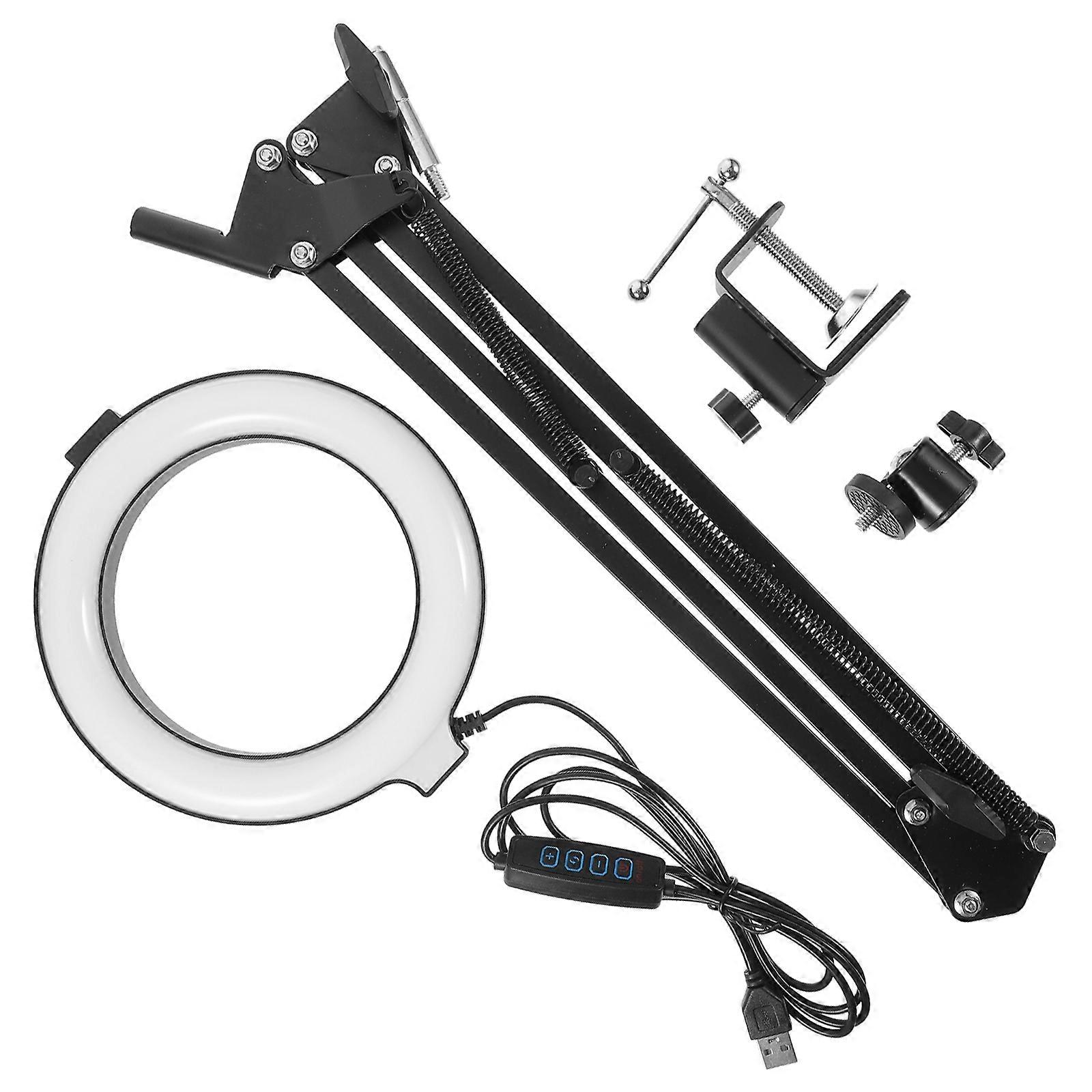 Desk Mount Ring Light Stand for Live Streaming 2Pcs Adjustable Black Light