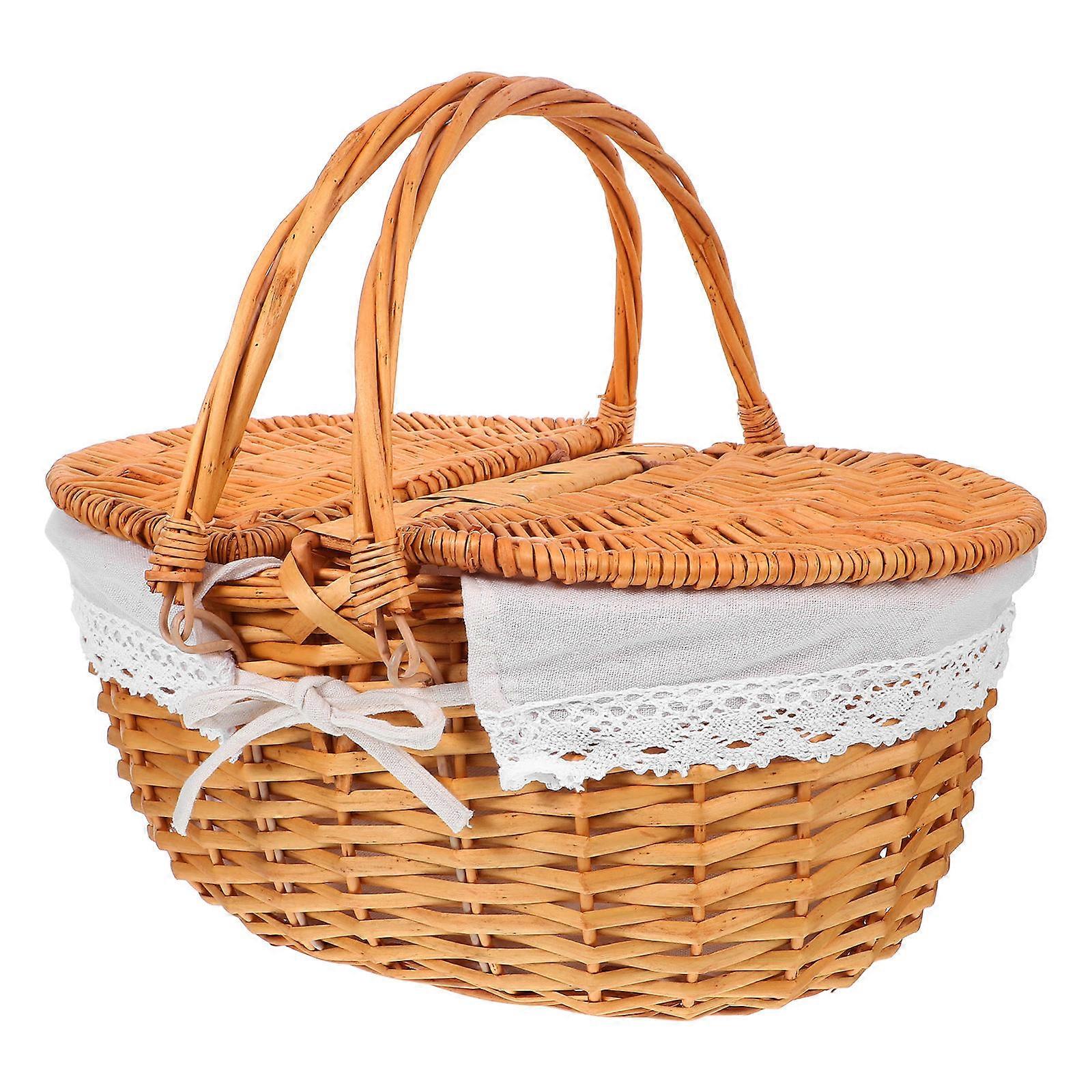 Wicker Picnic Basket with Removable Liner for Home