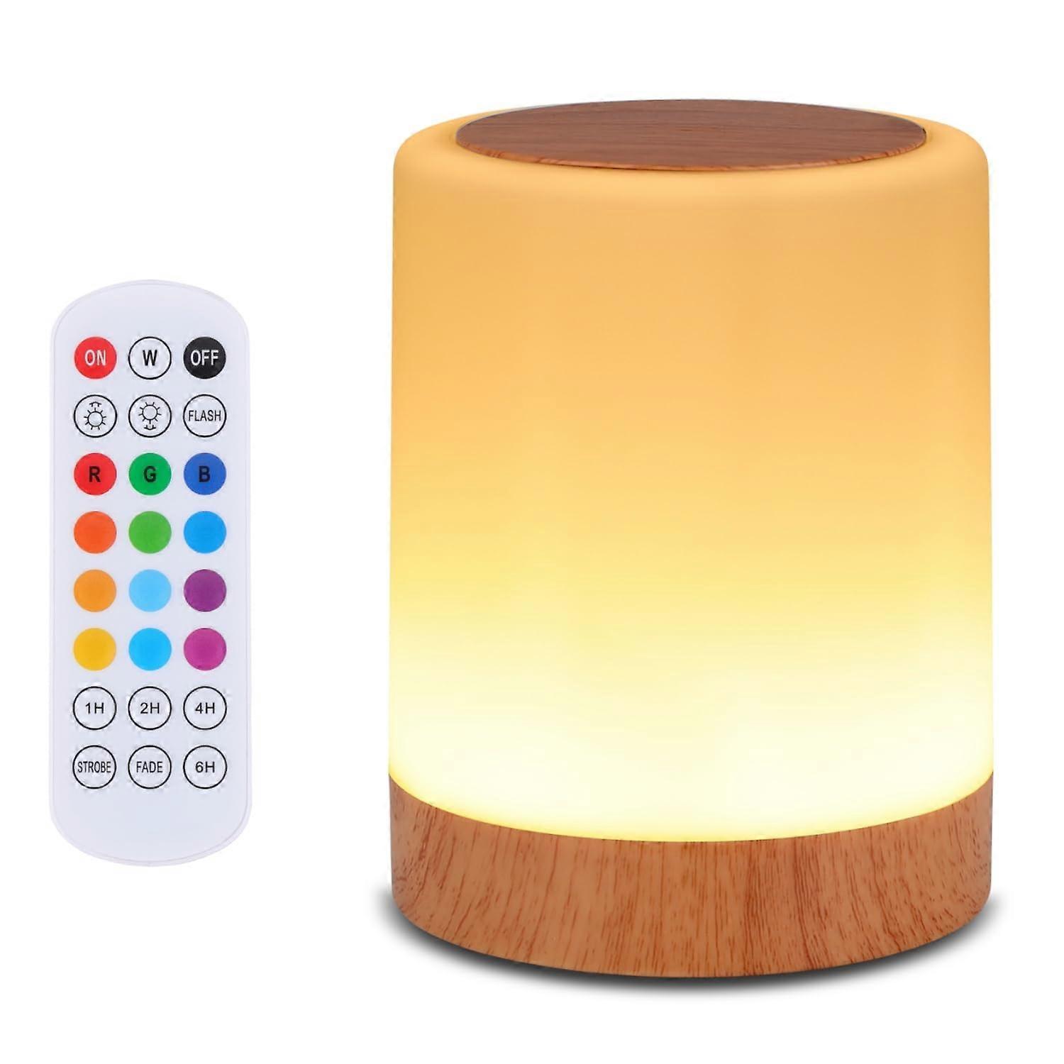 LED Touch Lamp with Remote, 13 RGB Colors, USB Rechargeable Table Night Light for Bedroom and Nursery