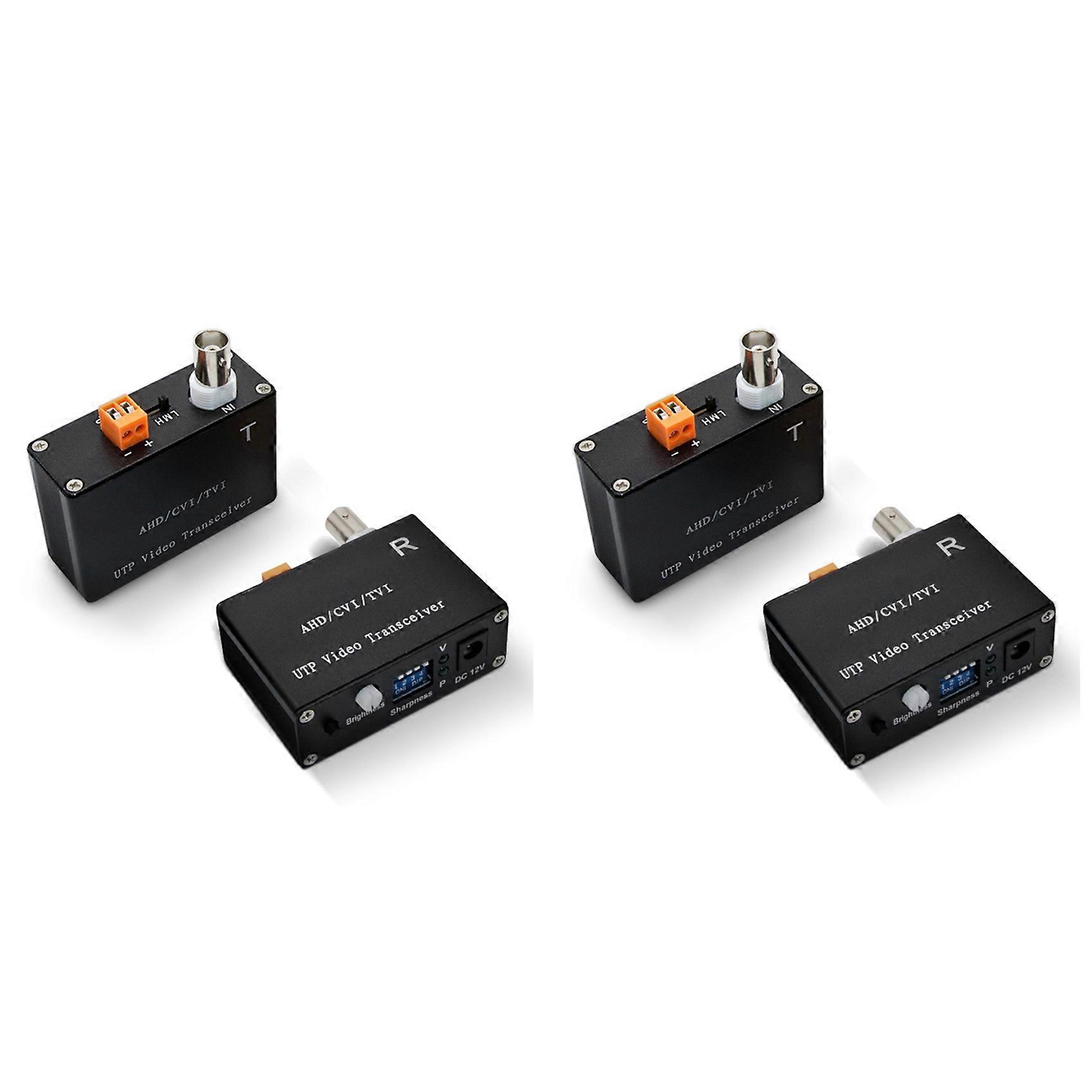 2x 1-kanals aktiv videobalanse for CCTV-kamera, tvunnet parsender, BNC, lang rekkevidde for AHD, TVI, CVI, 5/10 MP