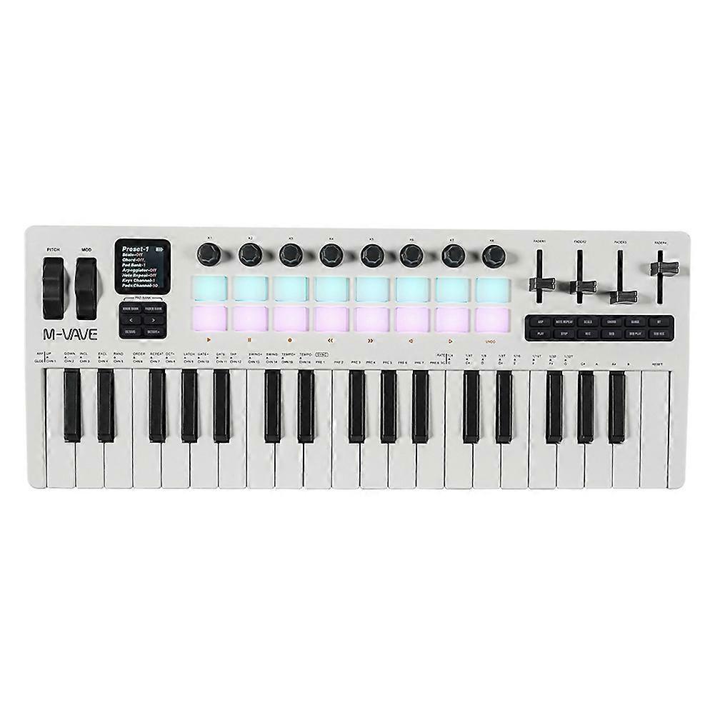 M-VAVE SMK-37 PRO Keyboard 37 Key 3.5mm MIDI 16 RGB Drum Padswith Sound Source Supports Wireless Connection to Multiple Systems