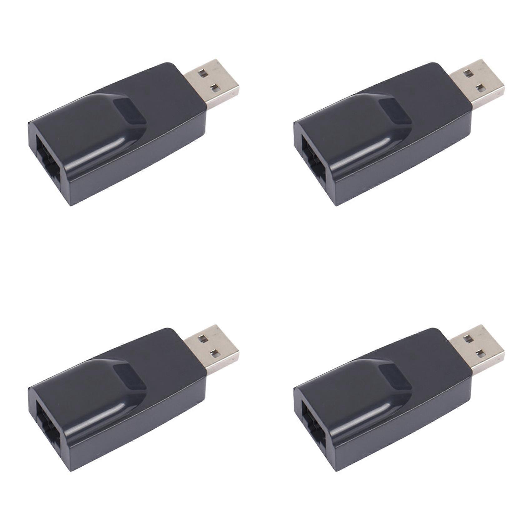 4X USB to RJ45 LAN Ethernet Adapter 100Mbps USB2.0 Network Card for PC Laptop Desktop DVB Set Top Box Drive-Free Black