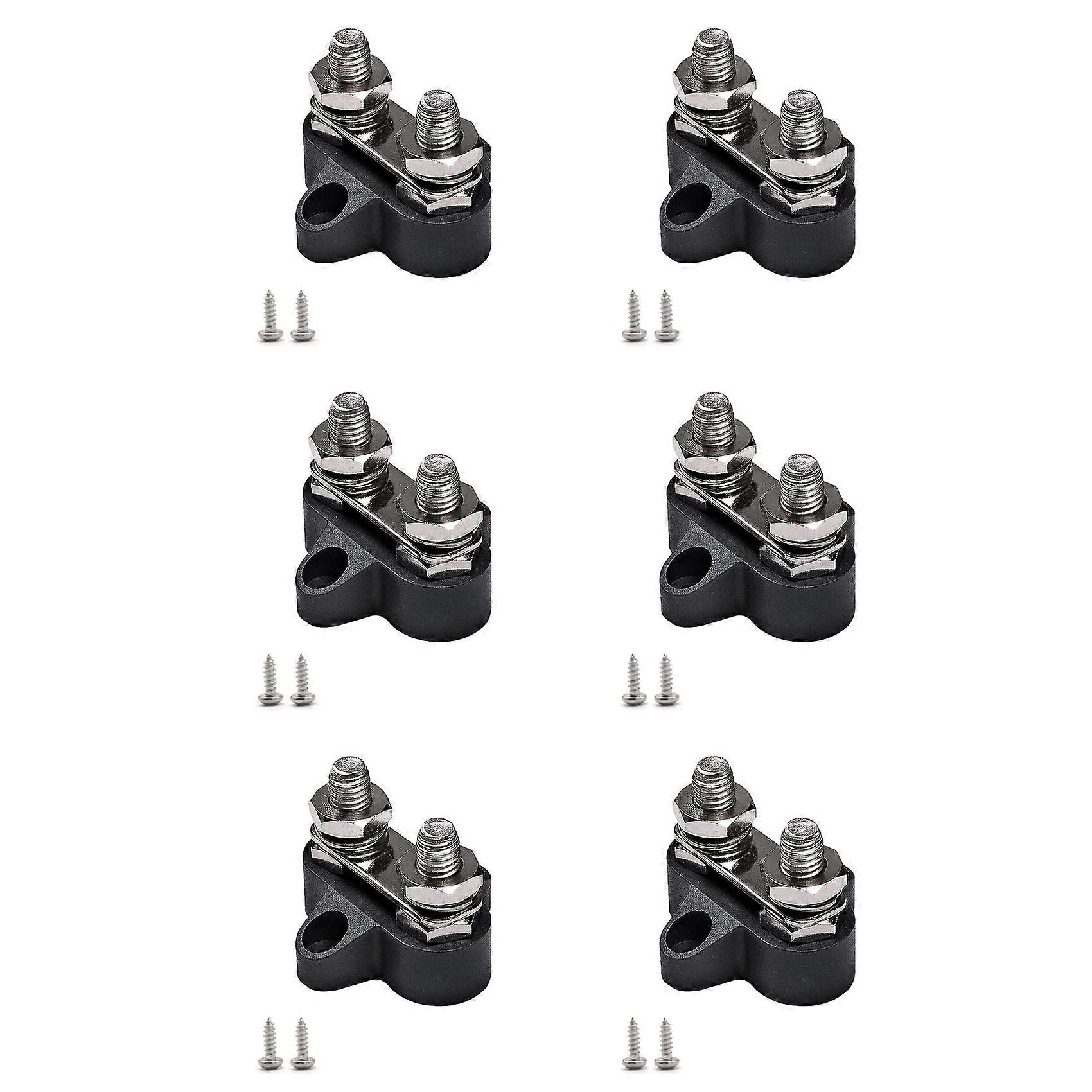 6X Terminal Block Studs M8 48V Junction Block Bus Bar Dual Heavy Duty Power Distribution Stud for Truck RV Boat,Black