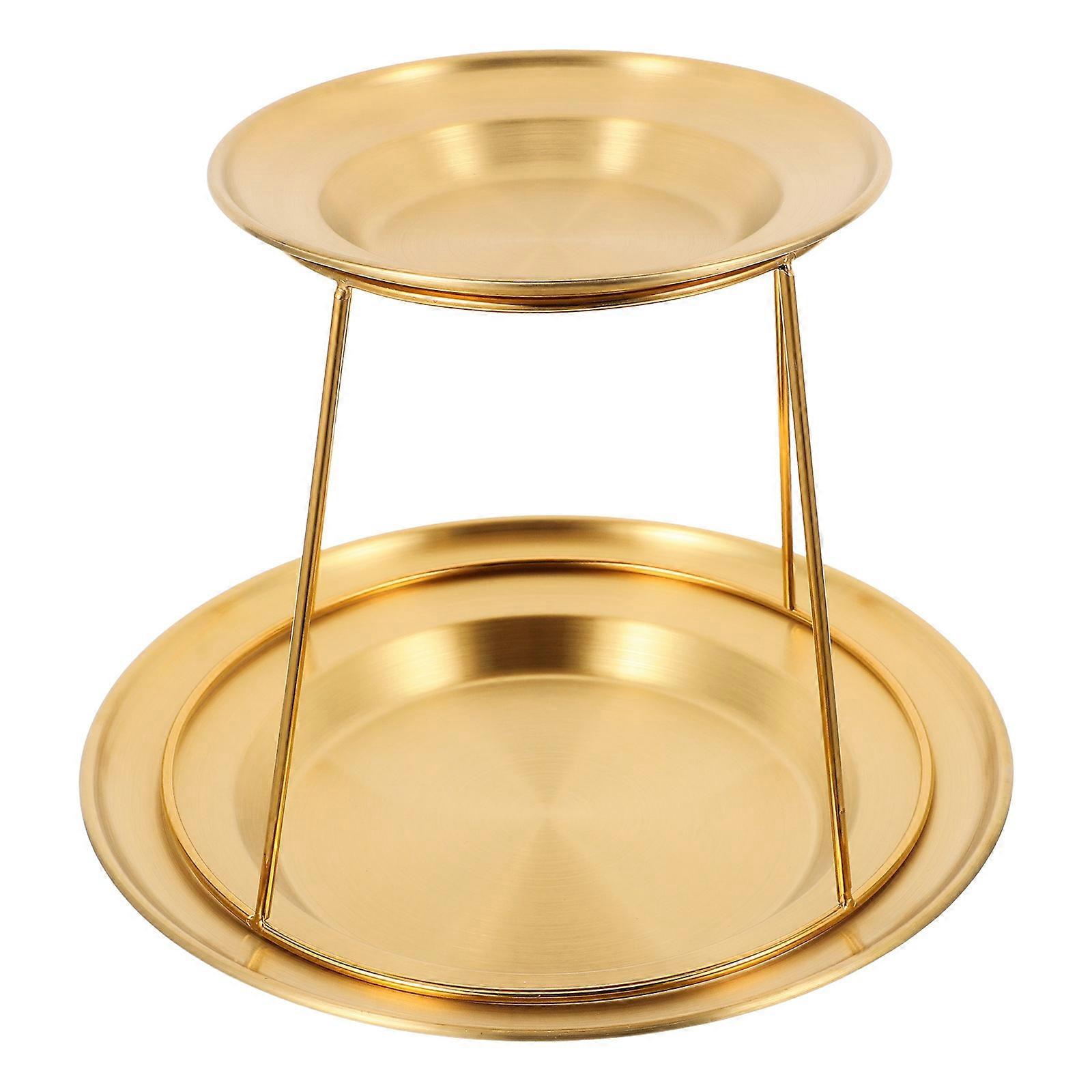 Oyster Platter Double Layer Stainless Steel Gold Display Rack for Kitchen Use