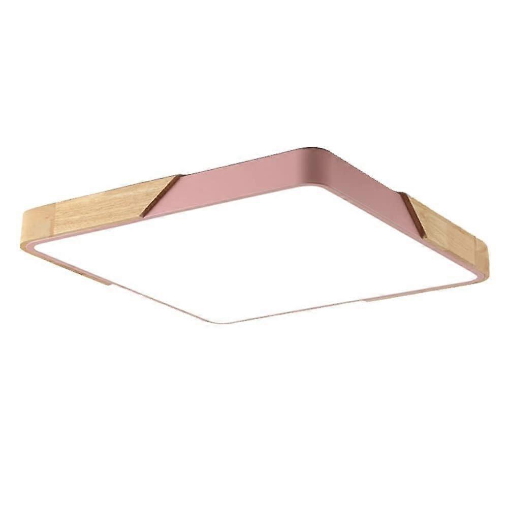 Dimmable LED Ceiling Light with 3 Color Modes, Ultra Thin Modern Square Flush Mount Fixture, Pink 15.7in