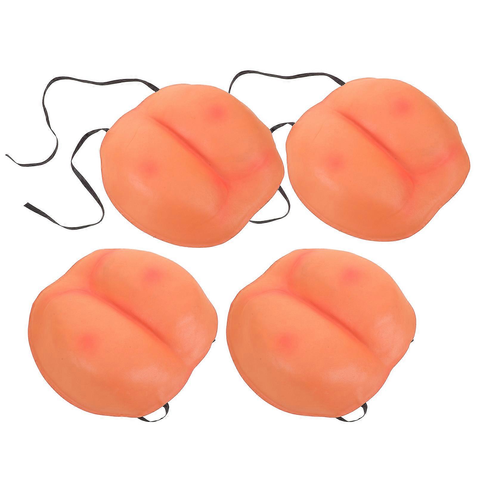 Prank Set Soft Prank Buttock Prop for Carnival 4Pcs Realistic Orange