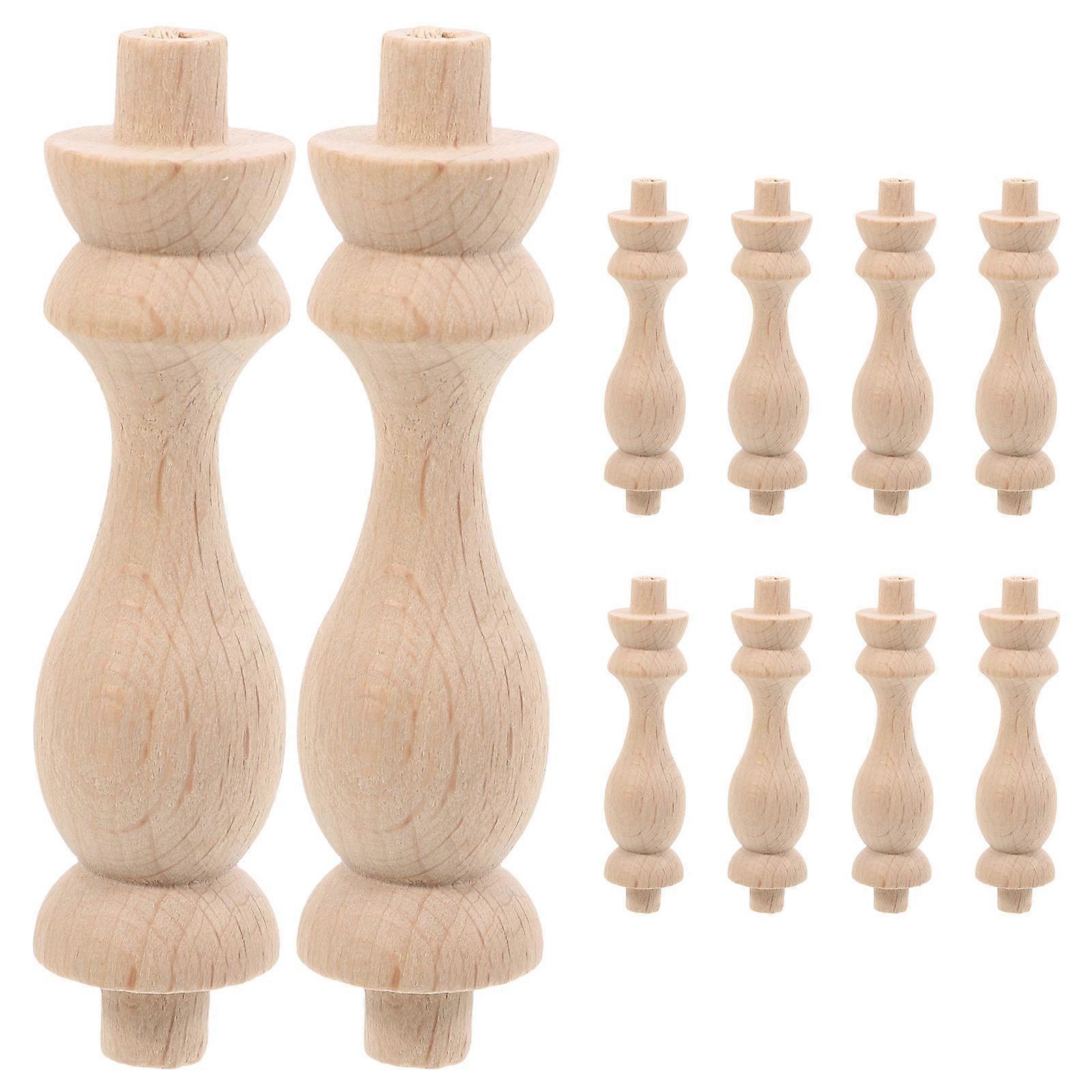 Kakifärgade spindlar i massivt trä för trappbaluster, 10 st, för heminredning