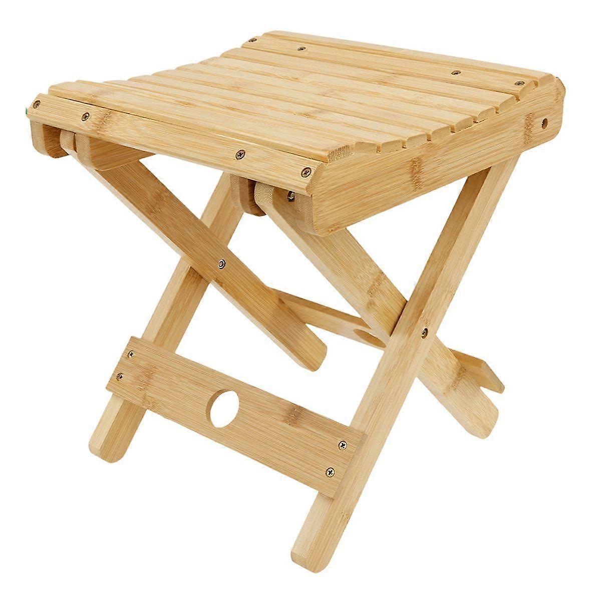 Portable Folding Stool Multi Purpose Bamboo Non-Slip Footstool for Home Bathroom Outdoor Camping Leisure Fishing Stool