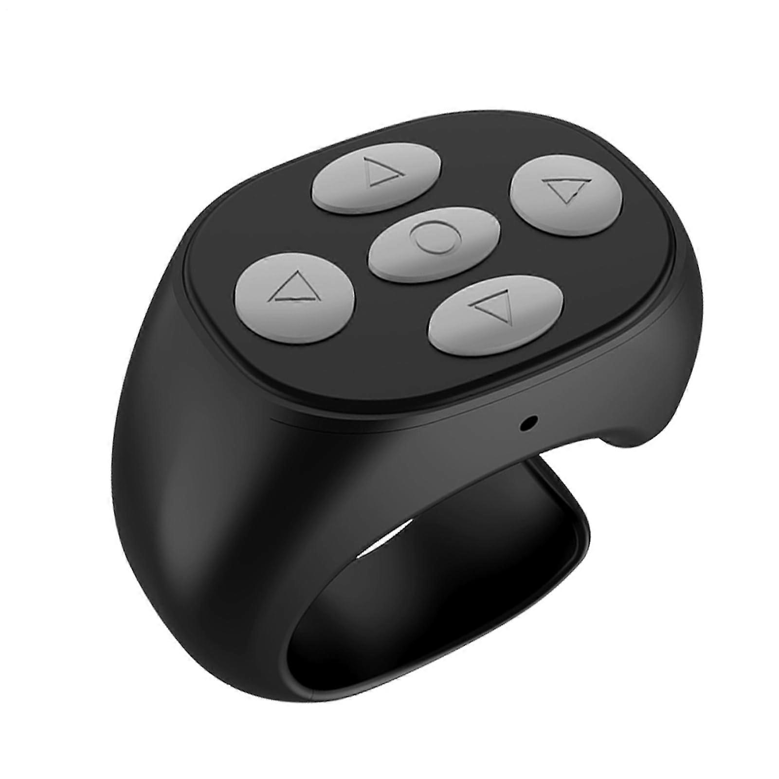 Wireless Scrolling Ring Bluetooth Remote Control for Smartphone Camera, EBook and Social Media Black