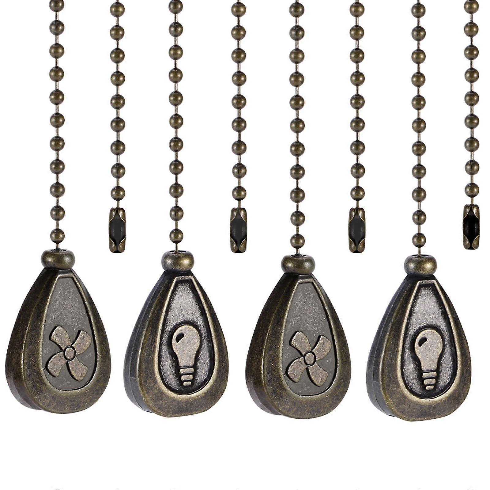 4 Pack Bronzed Ceiling Fan Pull Chain Extension Set, 12 Inch Durable Bronze Decorative Light and Fan Identifiers
