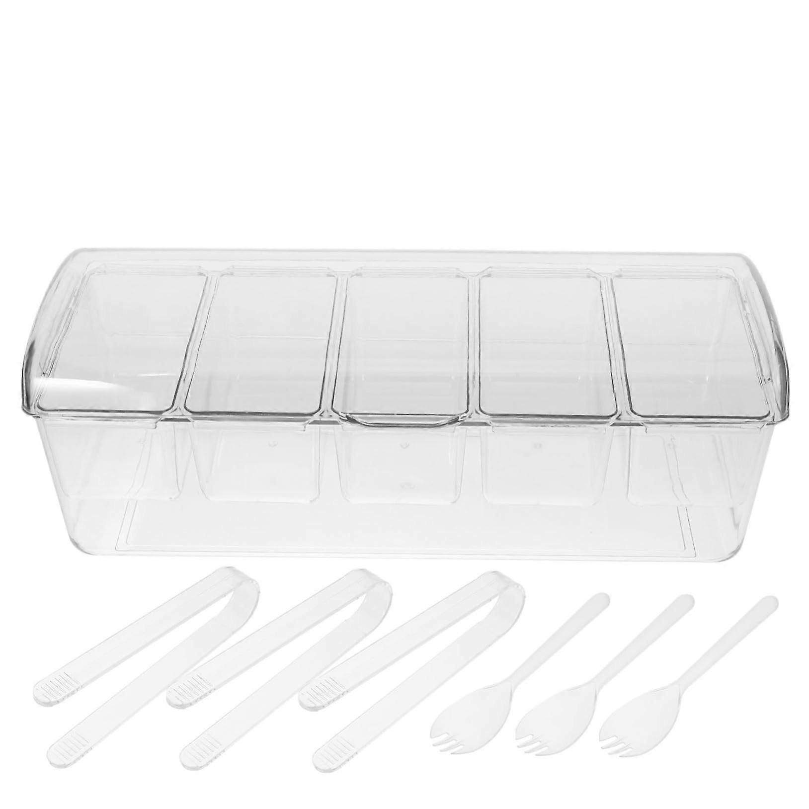 Salad Storage Container with Lid, Multi Compartment PET Organizer for Fridge, Picnics and BBQs