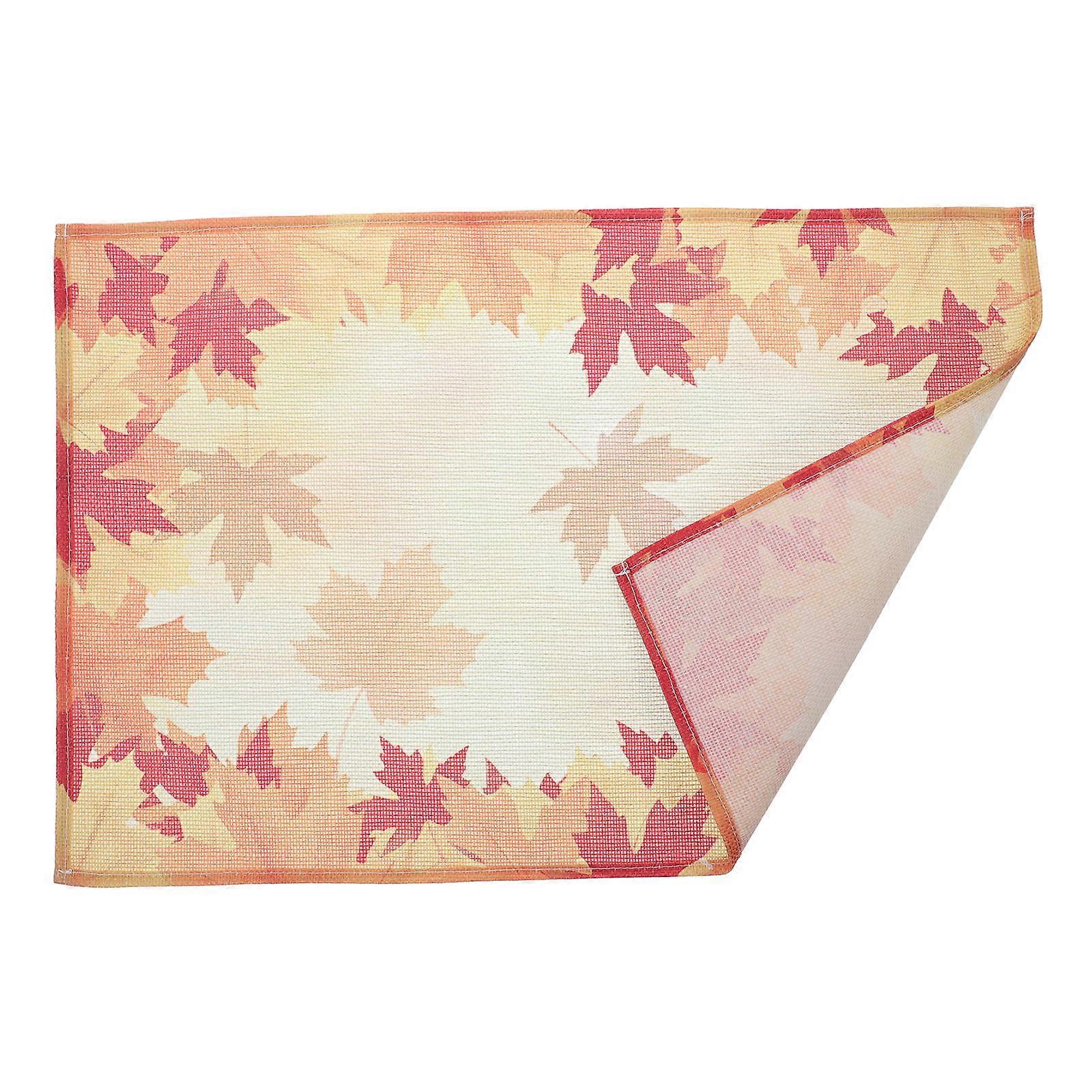 Maple Leaf Placemat Dining Table Mat Home Decor Orange Rectangular Easy to Wash 1Set