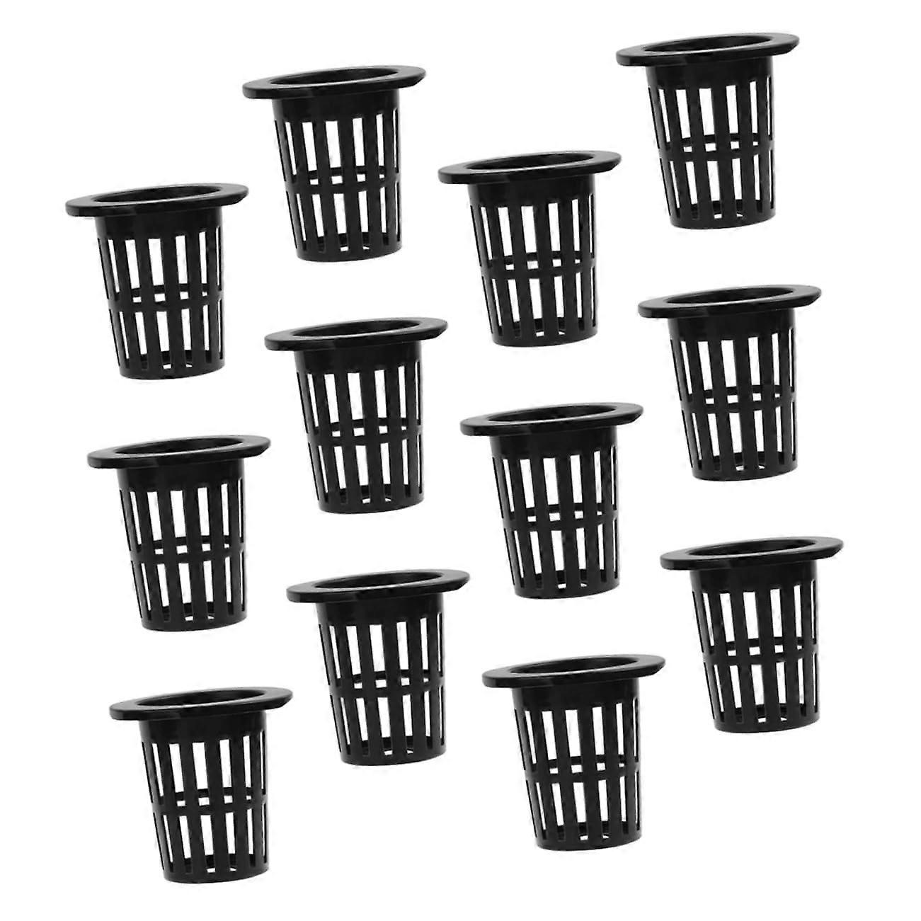 50pcs Hydroponic Net Pots Plastic Plant Baskets for Root Growth and Stable Support Black