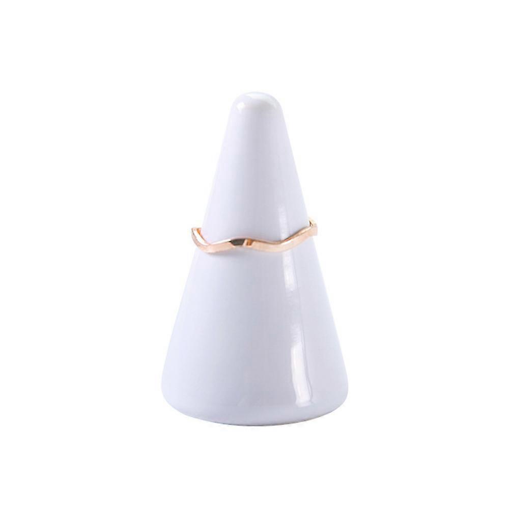 Cone Ring Holder White Ceramic Ring Storage Holder 2Pcs for Jewelry