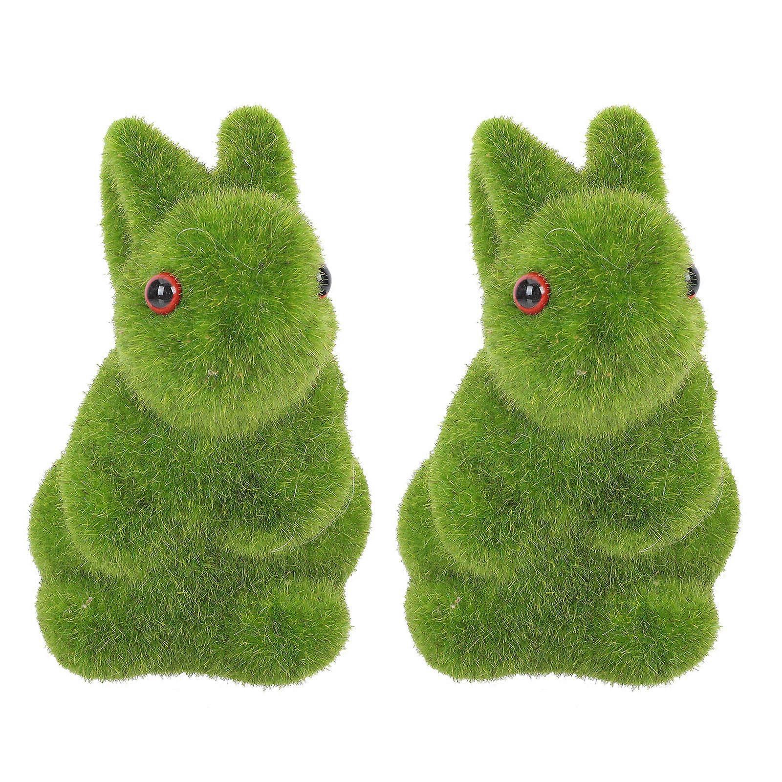Easter Rabbit Adornment Flocking Rabbit Decor for Home 2Pcs