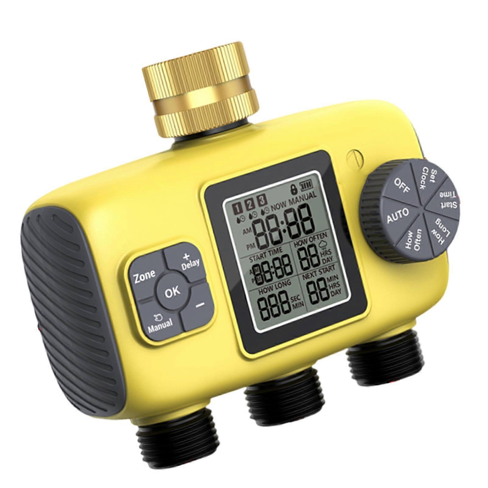 Garden Hose Timer with Automatic Watering Control, 3 Zone Scheduling, Weather Resistant Outdoor Use