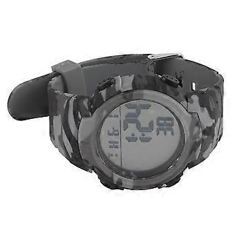 Digital Display Men Sports Electronic Watch Waterproof Multifunction Outdoor Night Light Sporting Watch Camouflage Gray 25-26