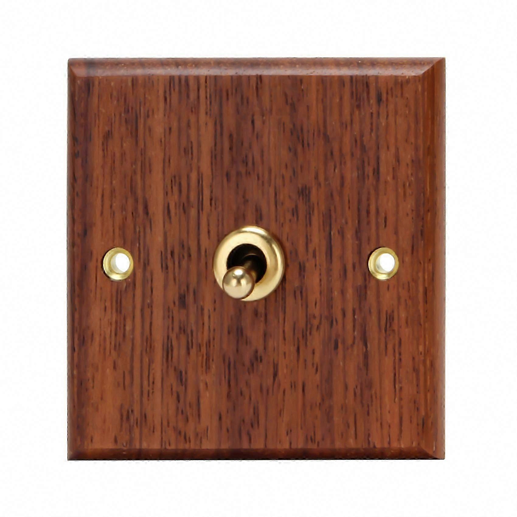 86 Type Solid Wood Panel Retro Brass Toggle Switch Wall Light Electrical Socket