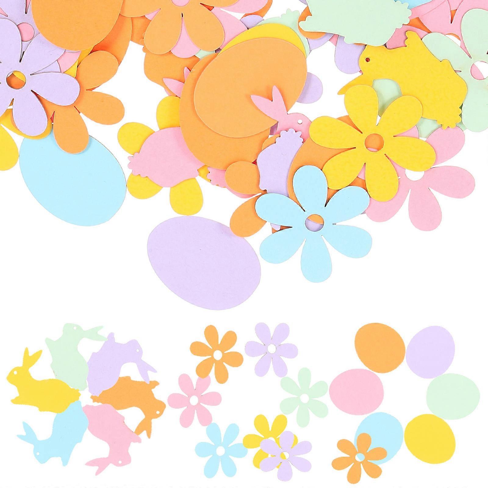 Easter Confetti Rabbit Paper Decoration for Table with 100Pcs Easter Elements