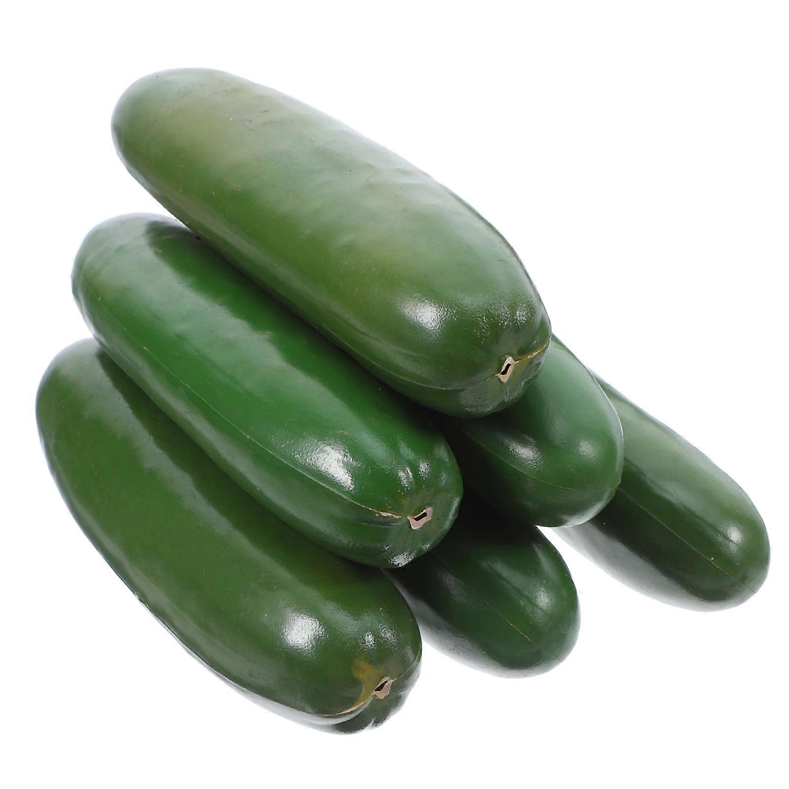 Artificial Plastic Green Cucumber for Playing 6Pcs Kitchen Props
