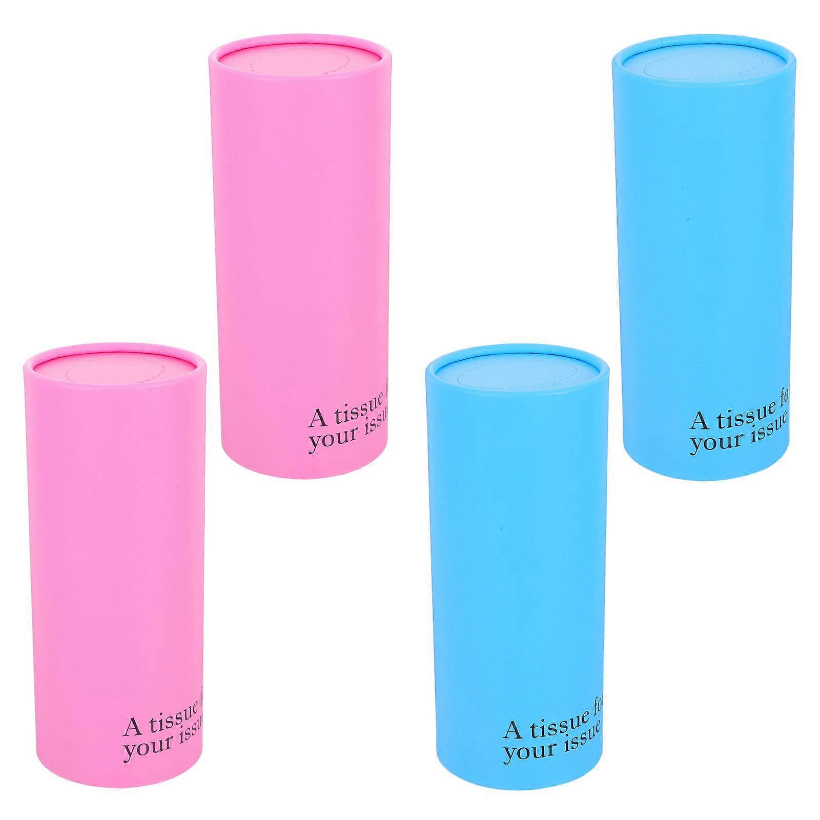 Refillable Car Tissue Cylinder for Portable Use 4Pcs Round Tissue Box