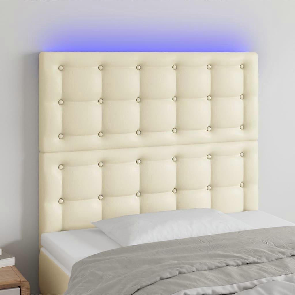 LED Kopfteil Creme 100x5x118/128 cm Kunstleder