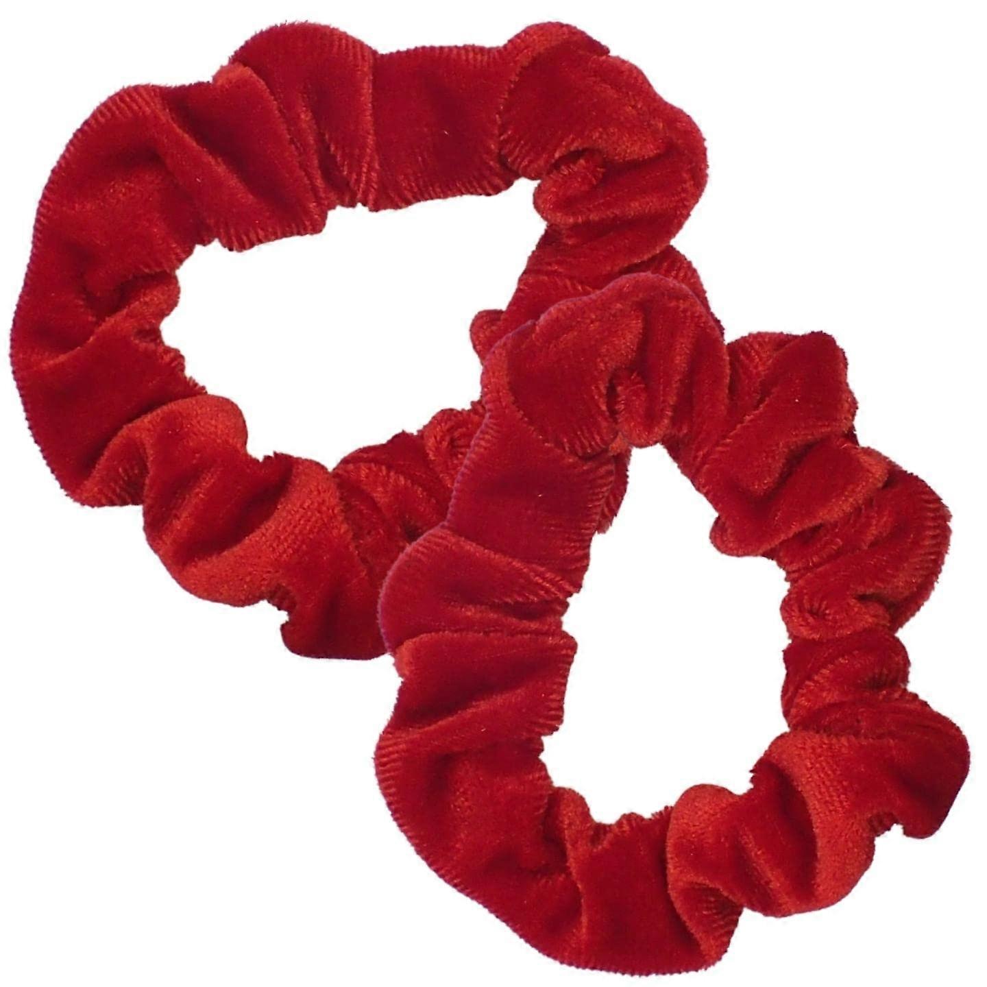 Red Velvet Hair Scrunchies Set of 2 for Women and Girls, Soft AntiCrease Hair Ties