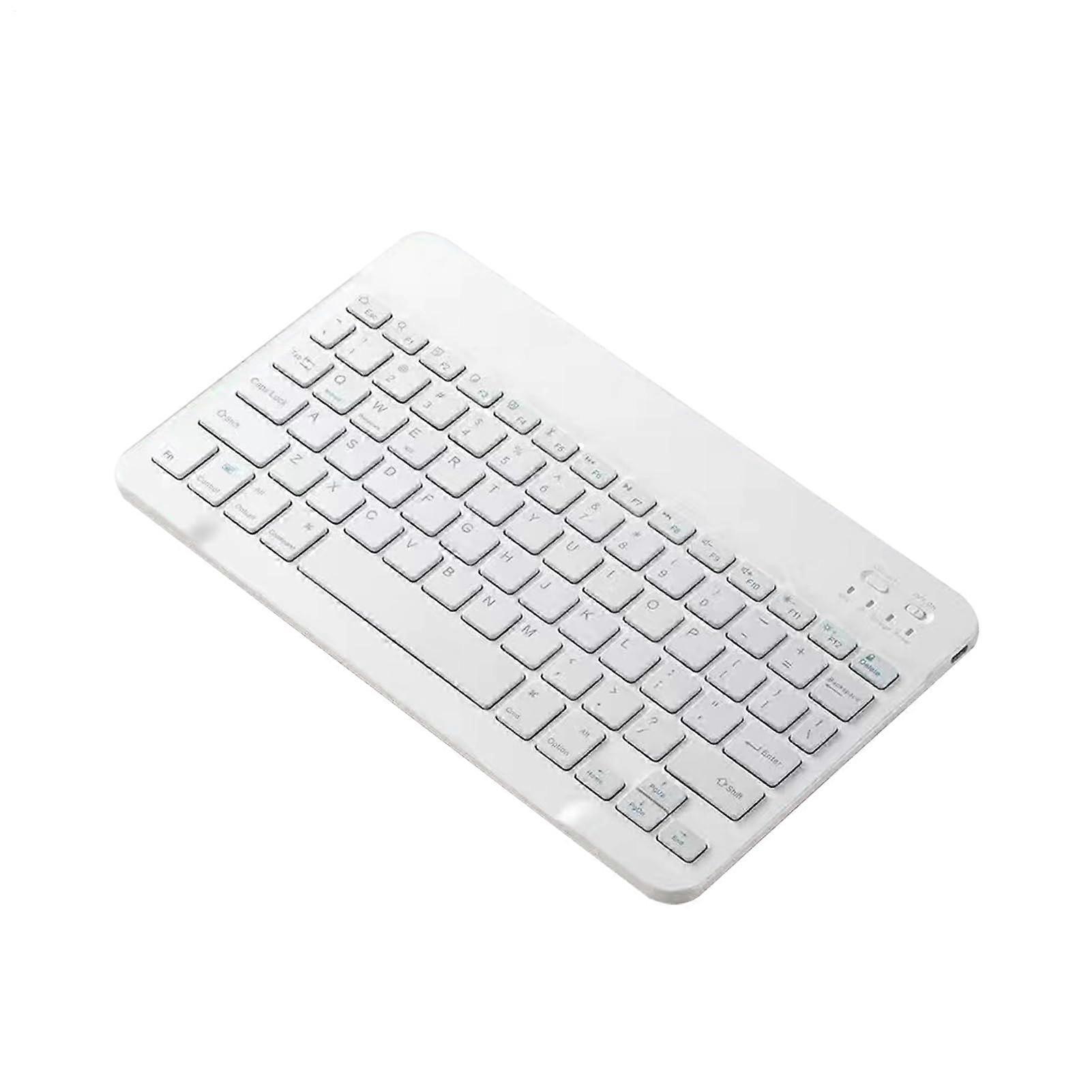 Wireless Bluetooth Keyboard Ergonomic Compact Design Rechargeable Long Battery Quiet Slim Keys White