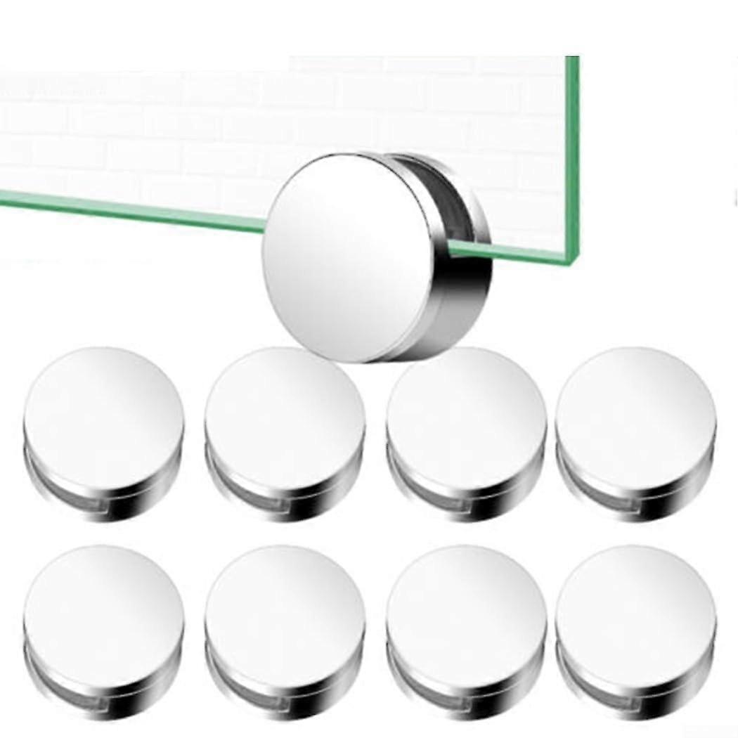 Mirror Clips Set Chrome for 35mm Glass, Drill RustResistant Wall Mount Mirror Hardware