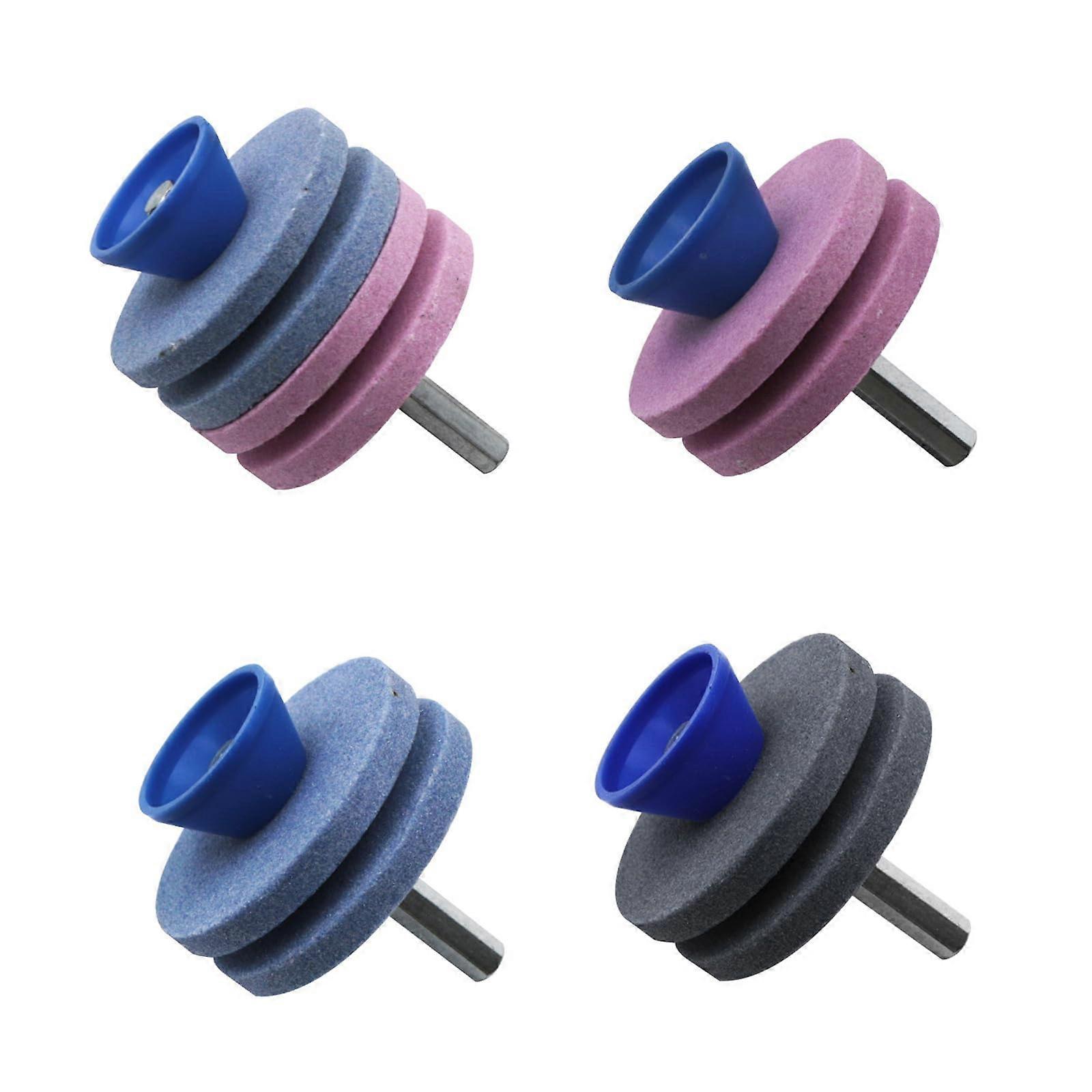 4pcs Lawn Mower Blade Sharpener Corundum Stone Drill Powered for Quick Precision Lawn Care