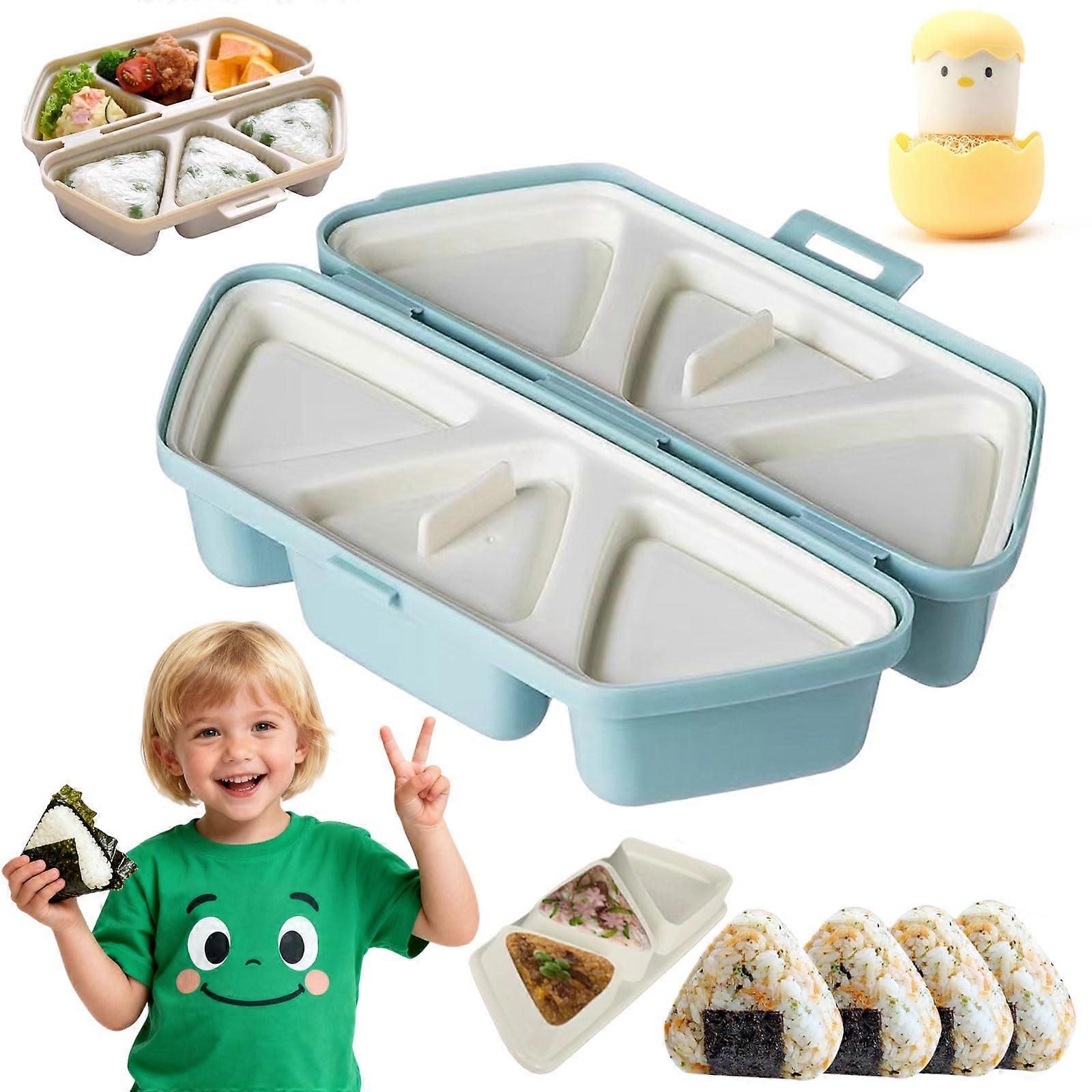 6 in 1 Triangle Onigiri Mold Sushi Rice Ball Maker Nonstick Foldable Design Blue