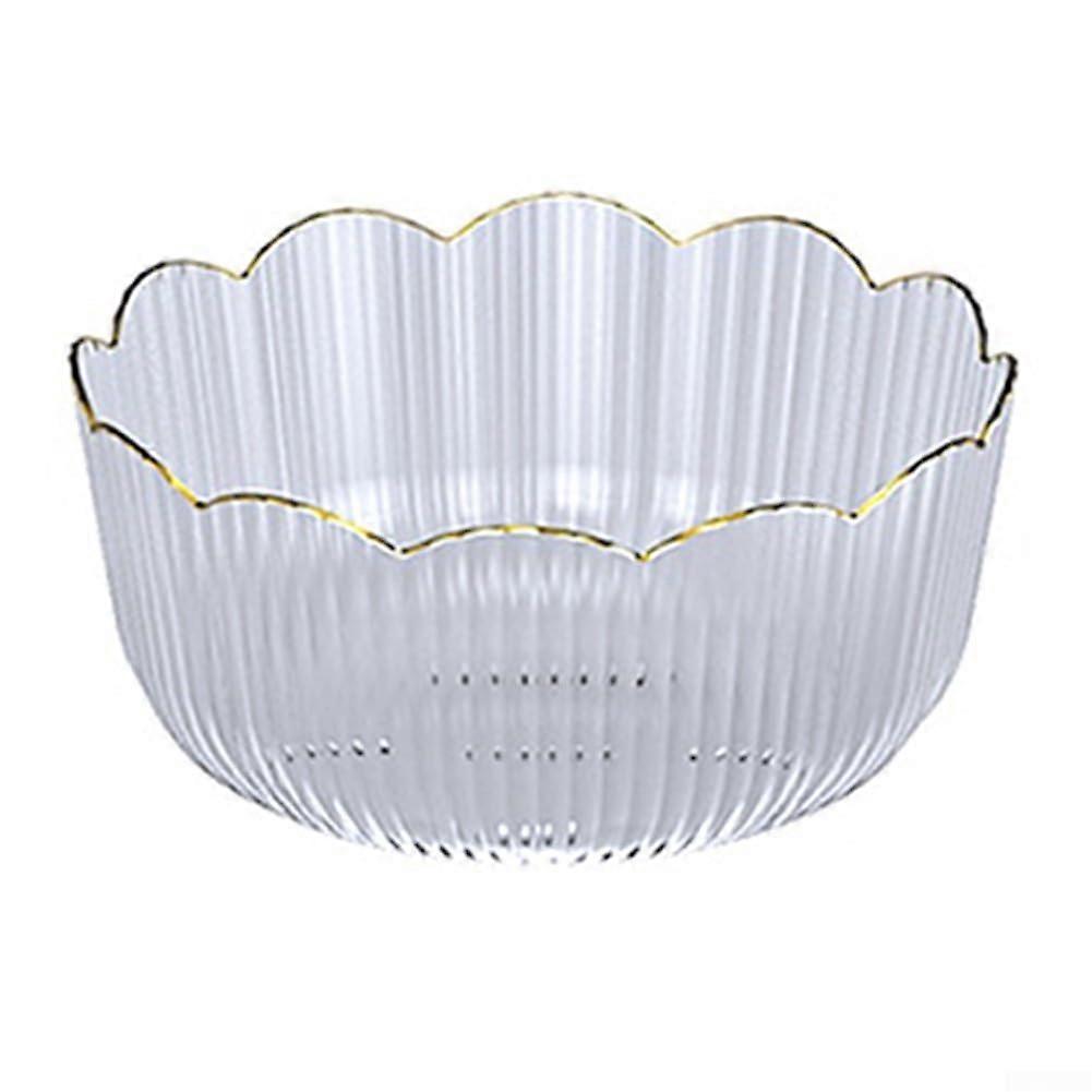 Large Capacity Fruit Bowl for Kitchen Storage, Stackable Transparent Plastic Basket White