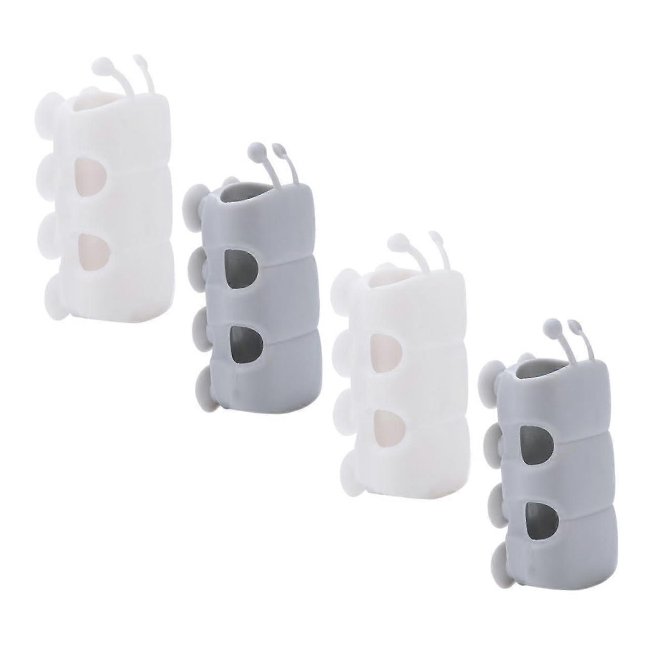 Adjustable Suction Shower Head Holder Set with NoDrill Installation, Removable Silicone Bracket 4PCS Gray White