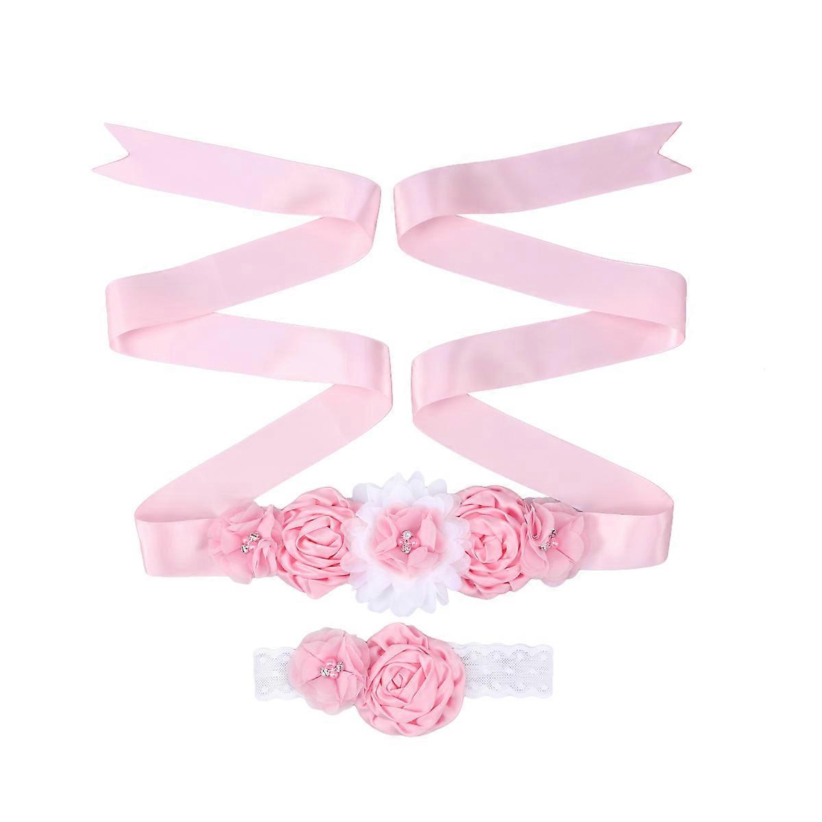 Ceinture de demoiselle d'honneur rose à strass, lot de 2, en ruban de satin.