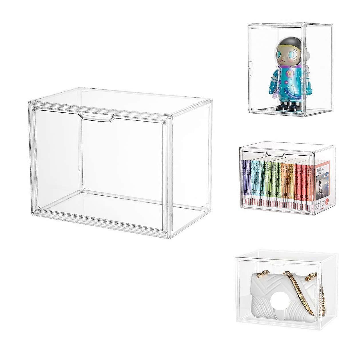 Acrylic Display Case for Figurines and Toys 36x27x22cm Dustproof Stackable Plexiglass Box with Easy Assembly