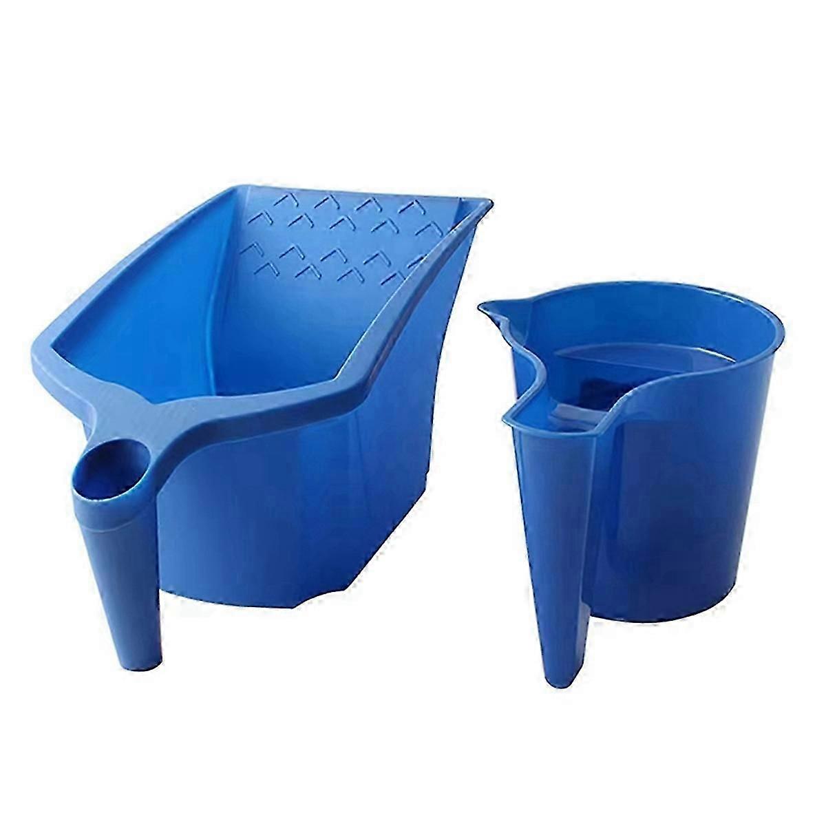 2 Pcs Roller Brush Holding Paint Cup Construction Blue Plastic Paint