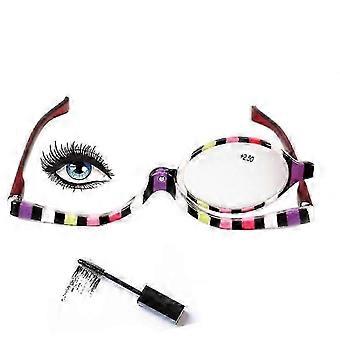 2 Pack Magnifying Makeup Glasses Eye Make Up Spectacles Flip Down Lens Folding Cosmetic Womens Reading Glasses +2.50 - XN