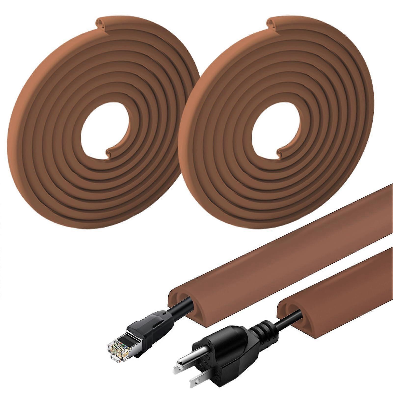 Cord Hider Cable Raceway Kit with Self Adhesive Backing for Wall Mounted TV Cable Management, Brown