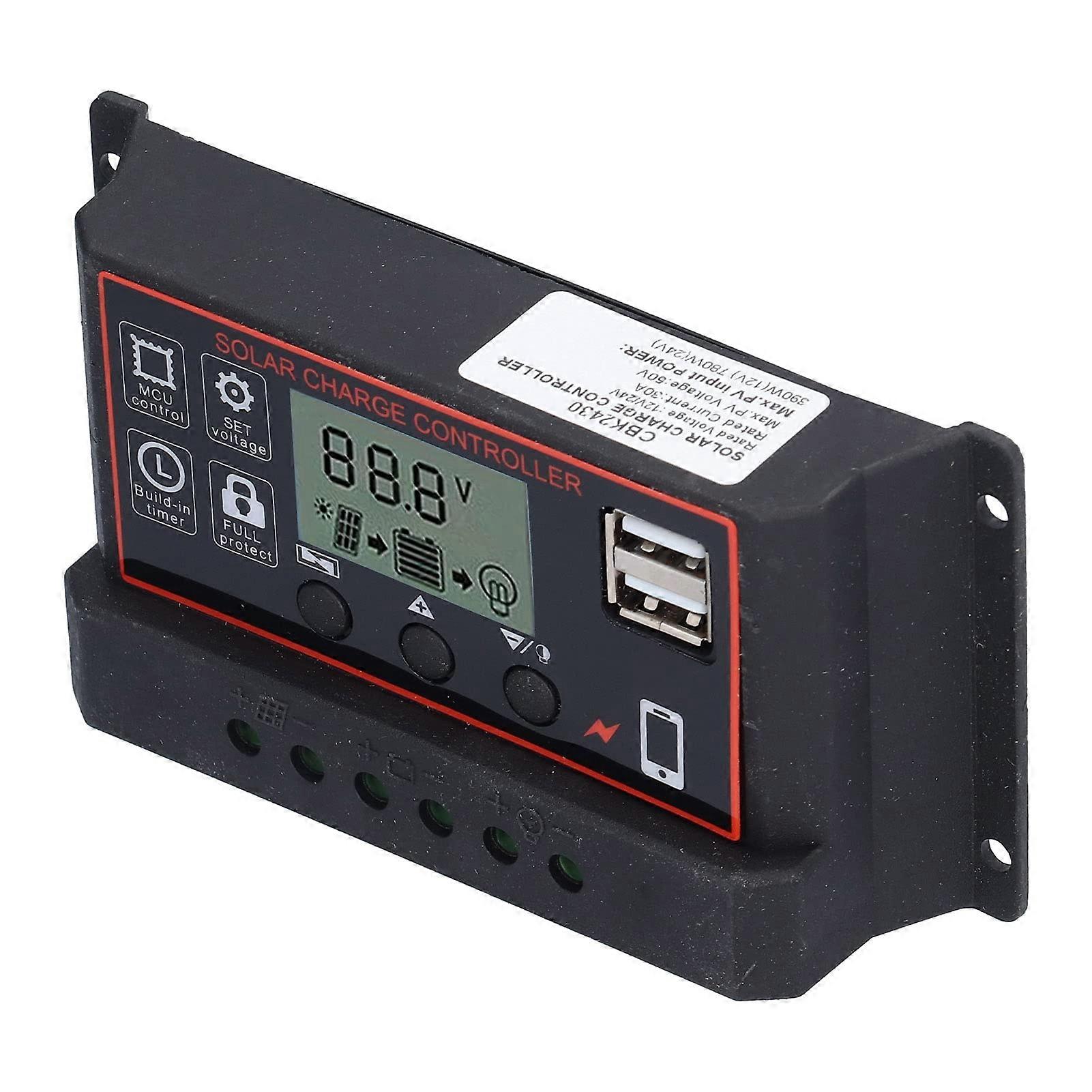 Solar Charge Controller 12V 24V MPPT with LCD Display Automatic Voltage Detection for Off Grid Systems