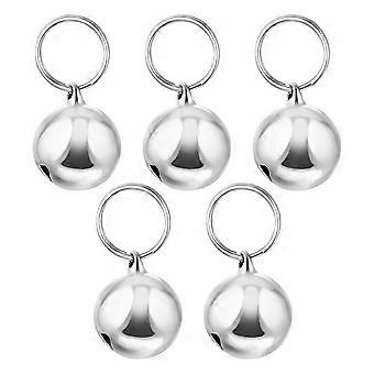 Cat Bells Metal Pet Pendant Bells for Holiday Use 5Pcs Silver Set