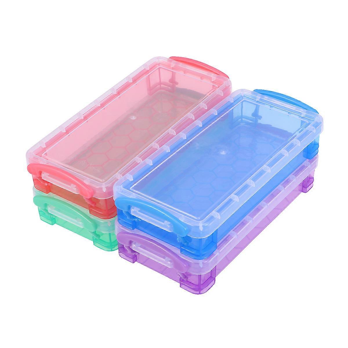 Plastic Small Storage Case Pencil Holder for Office Use 4Pcs Set