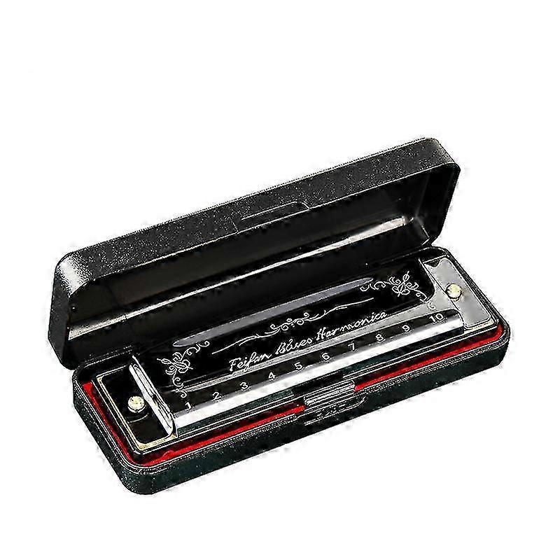 10 Hole 20 Harmonica Blues Deluxe Harmonica Beginner C Harmonica - Black Tw