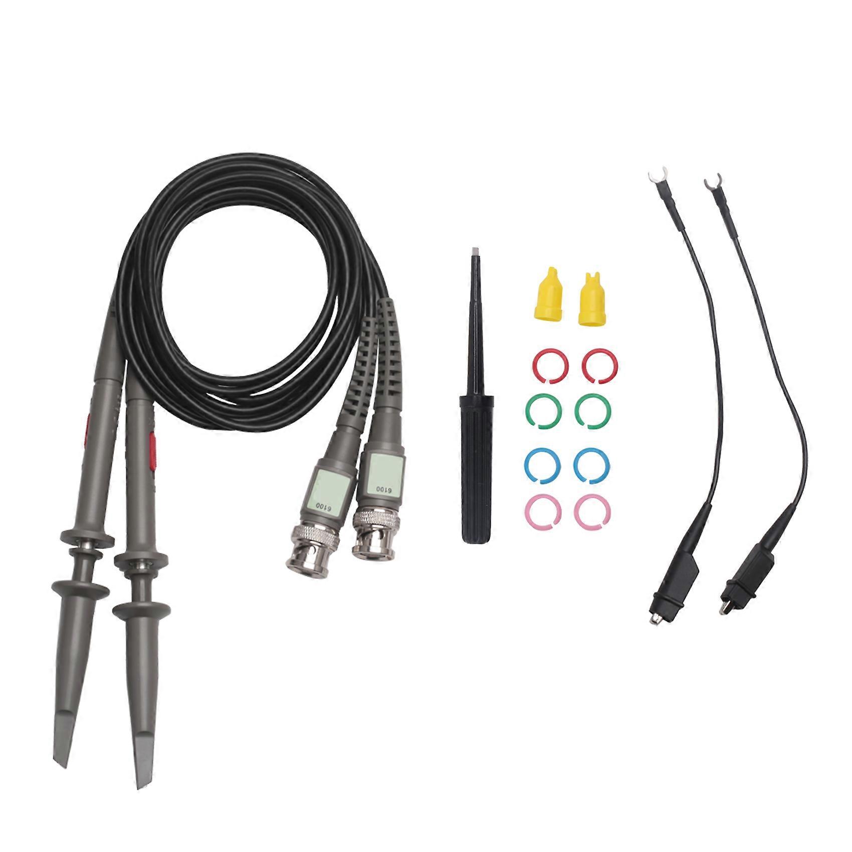 2Pc P6100 BNC Oscilloscope Probe Kit Scope Analyzer Alligator Clip