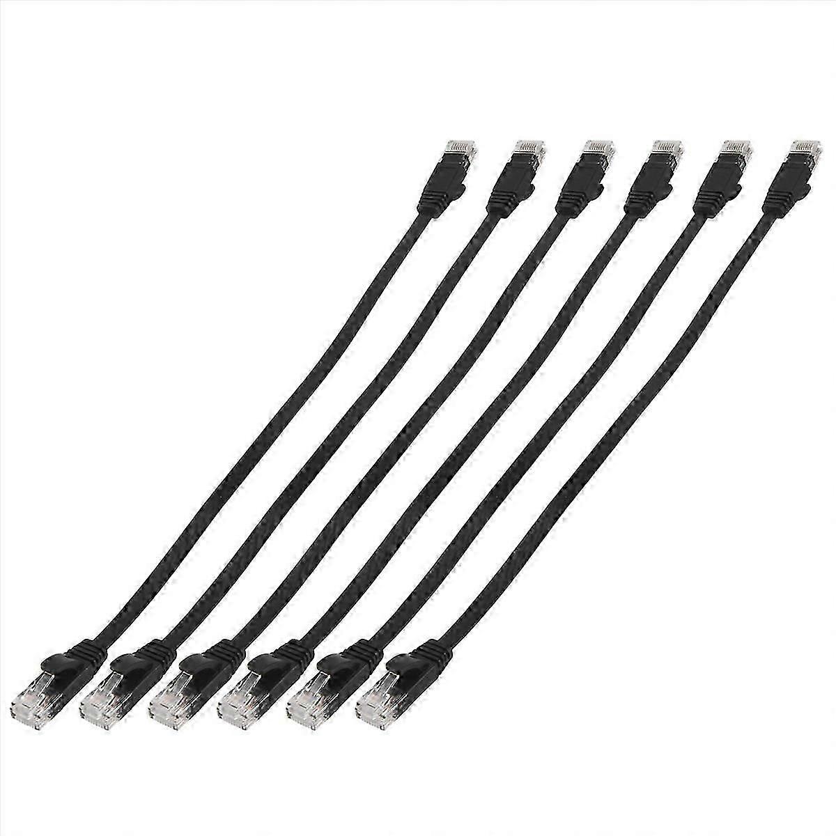 6 Pcs 1 Ft Flat Internet Network Cable Solid Cat6 High Speed Patch Lan Wire With Snagless Rj45 Conne