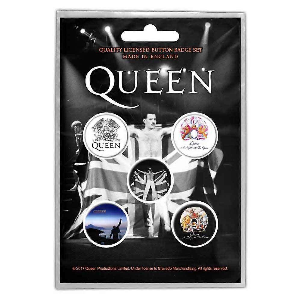 Queen Classic Crest 5 x Pin Button Badge Pack