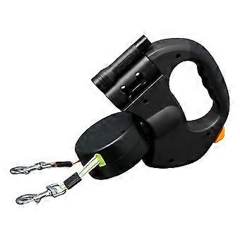 Correa doble retráctil para 2 perros pequeños con luz LED y dispensador de bolsas para excrementos. Correa extensible de 4,8 metros (16 pies) y hasta 5 kg (5 kg).