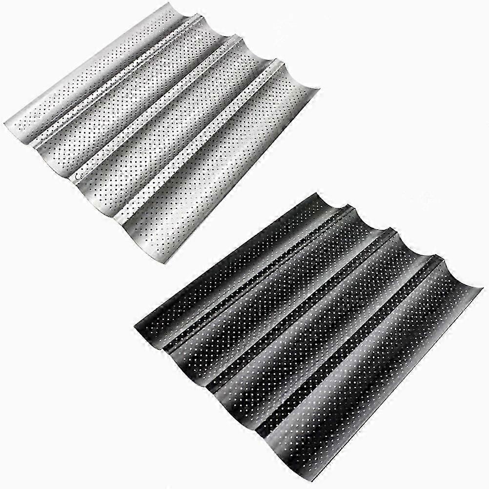 French Bread 4 Slot Wave Baking Tray Rack (Silver)
